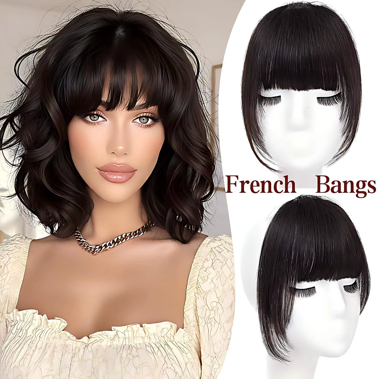 Frange française à clipser 100% cheveux humains naturels