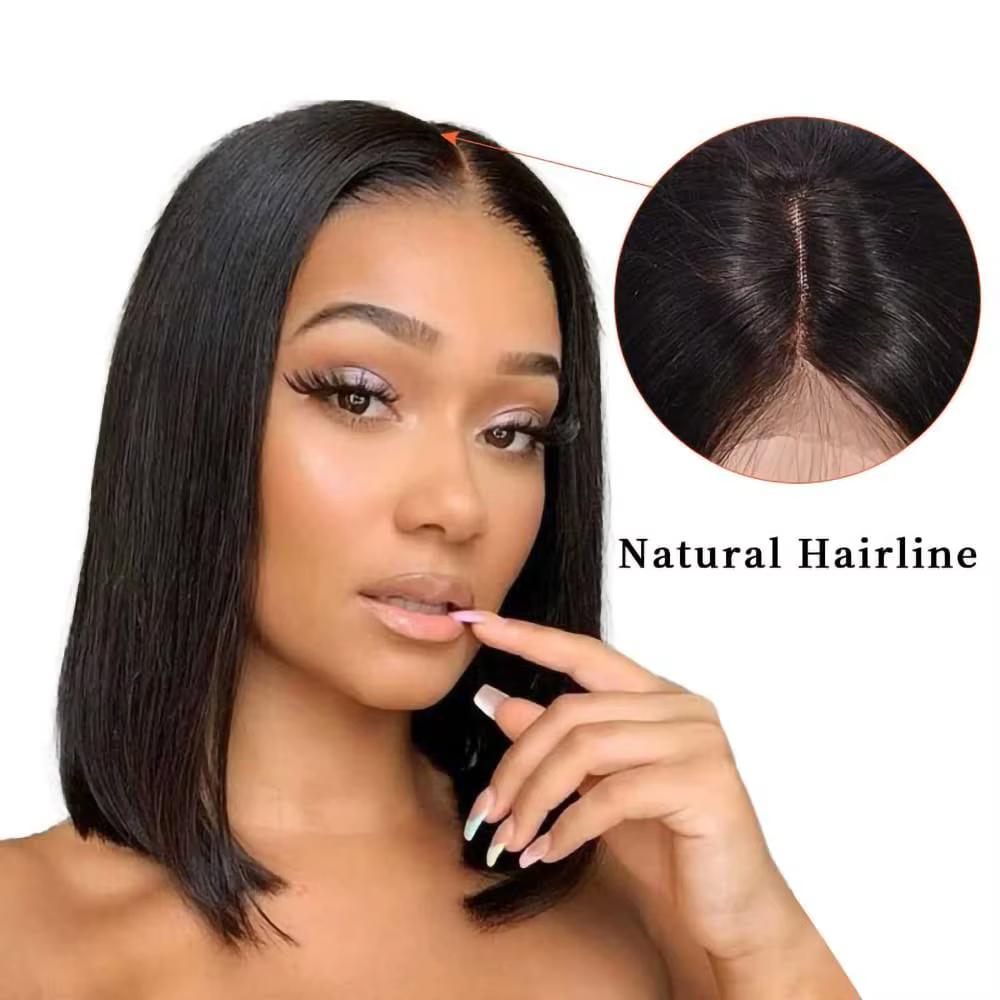 Perruque sans colle cheveux humains prêt à porter perruques Bob courtes pour les femmes 13x4