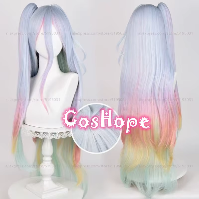 Shiro Cosplay perruque 100 cm longue perruque droite avec queue de cheval couleur mixte perruque Cosplay Anime Cosplay perruques résistant à la chaleur perruques synthétiques