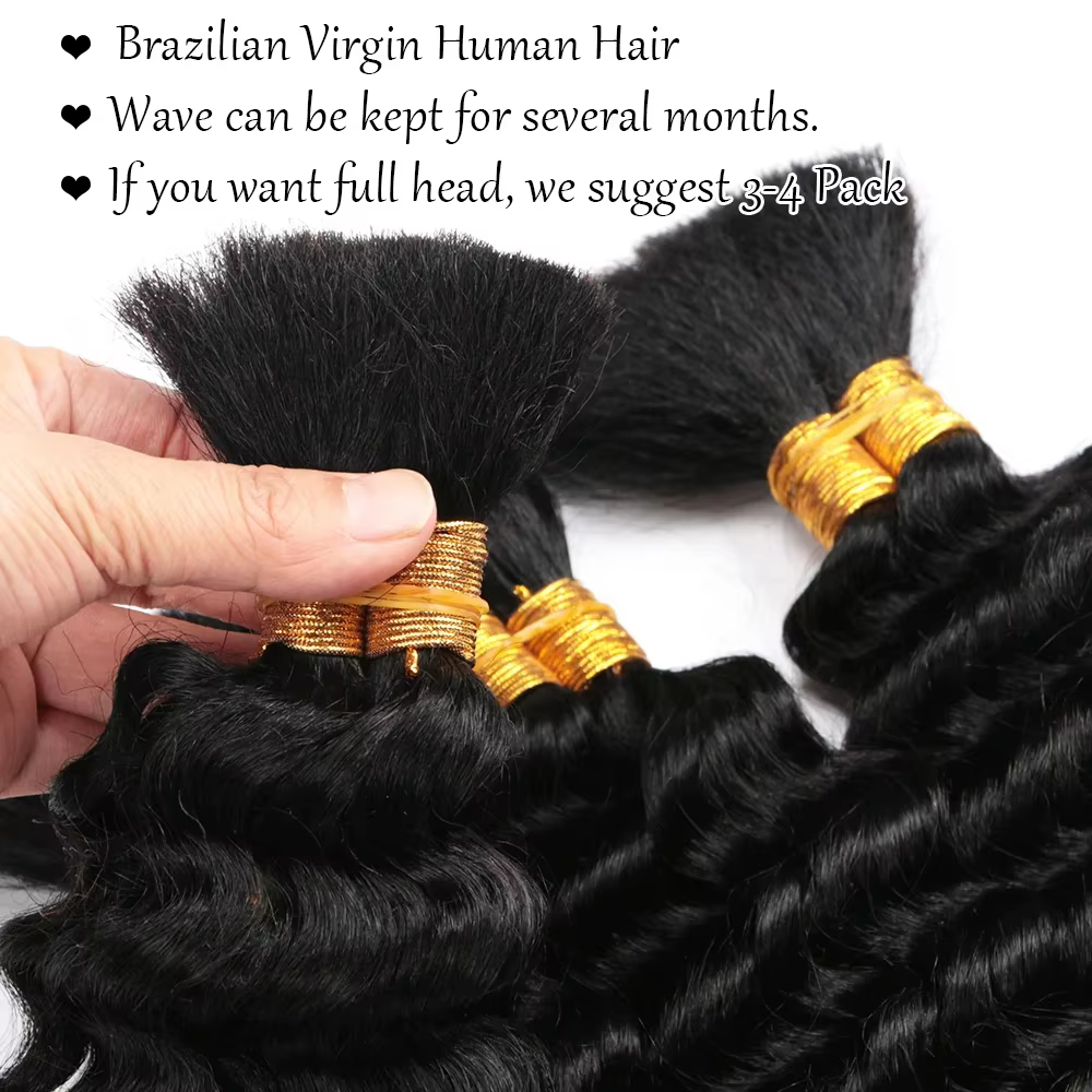 Boho tresses cheveux humains bouclés cheveux paquets en vrac pour tressage vague profonde 2 paquets 100g sans trame cheveux humains paquets Extension de cheveux