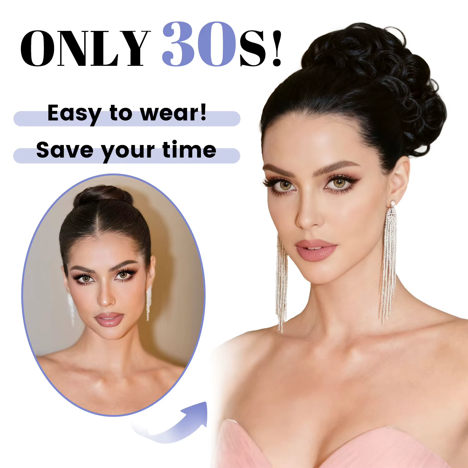 Chignon synthétique chouchou postiche bouclée plat Extension
