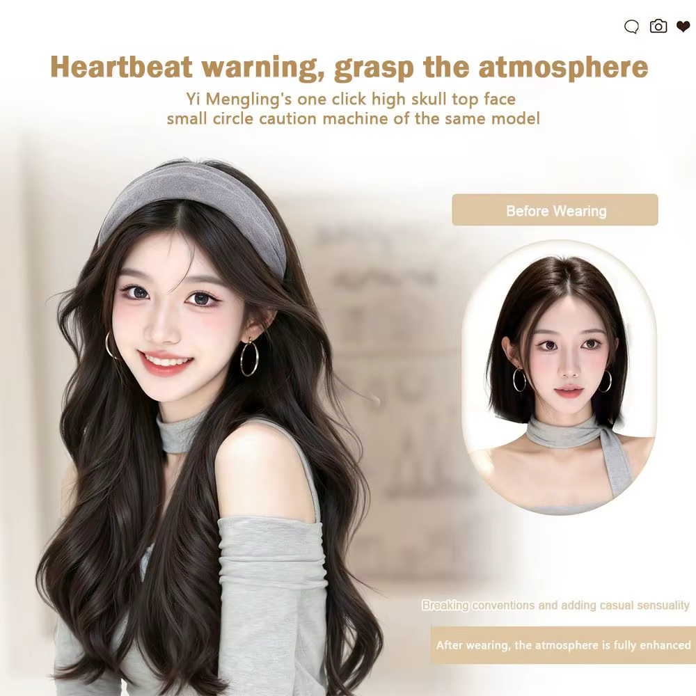 Nouveau Long ondulé bouclés bandeau Extension de cheveux postiches naturelles synthétiques en forme de U demi-tête couverture pour les femmes