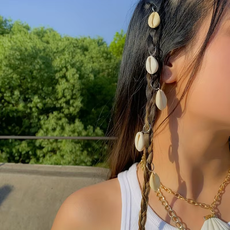 10 pinces à cheveux coquillage pour dreadlocks, extensions de tresses, DIY, plage, festival, usage quotidien, antidérapantes, légères, durables, avec pendentif en métal