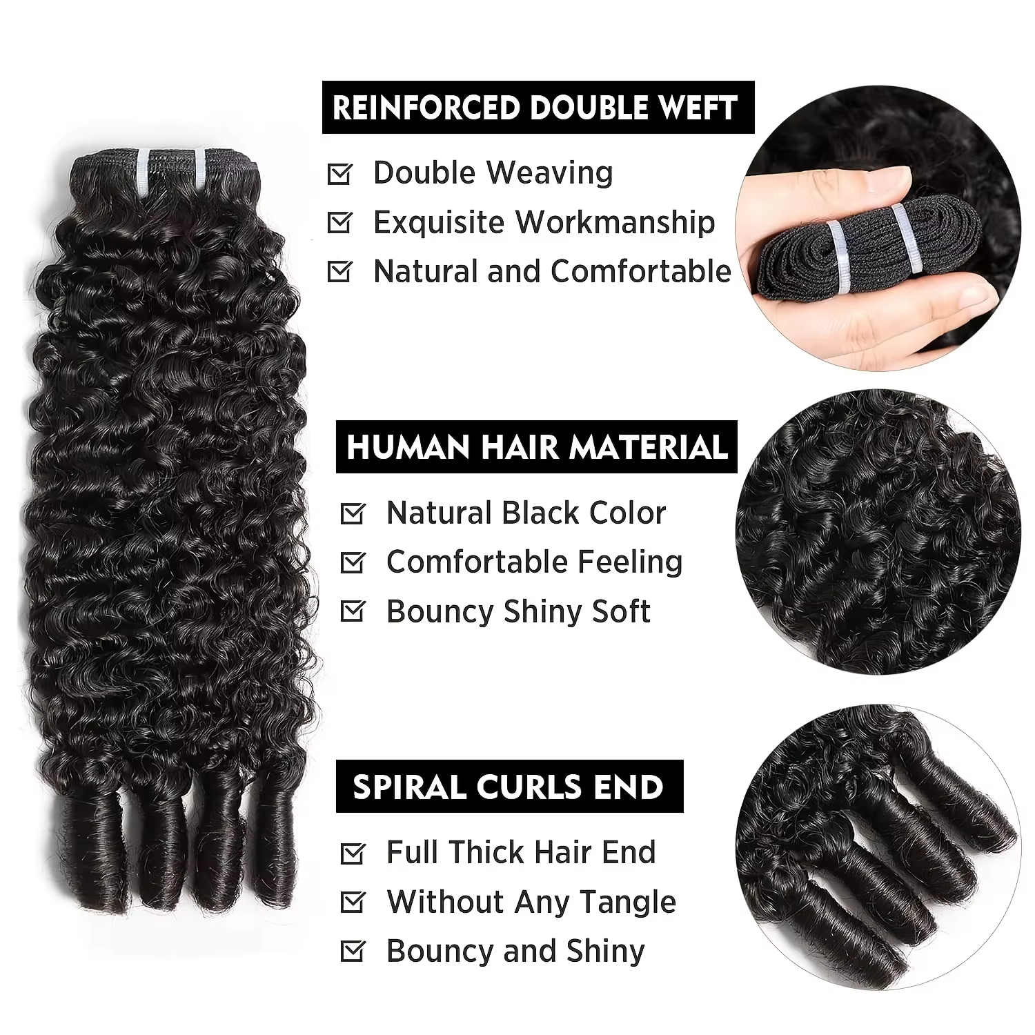 Extensions de cheveux humains à double trame