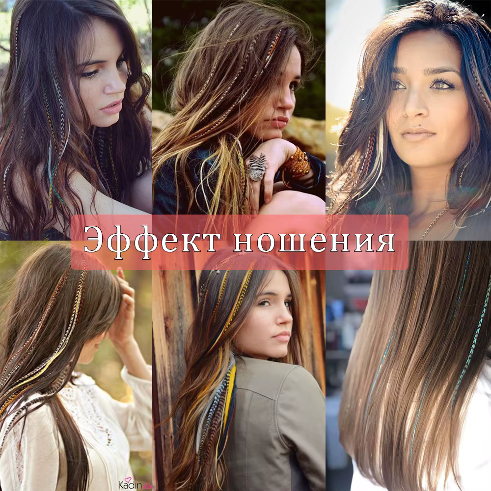 Extensions de Cheveux Synthétiques Colorés I-Tip en Fausse Plume