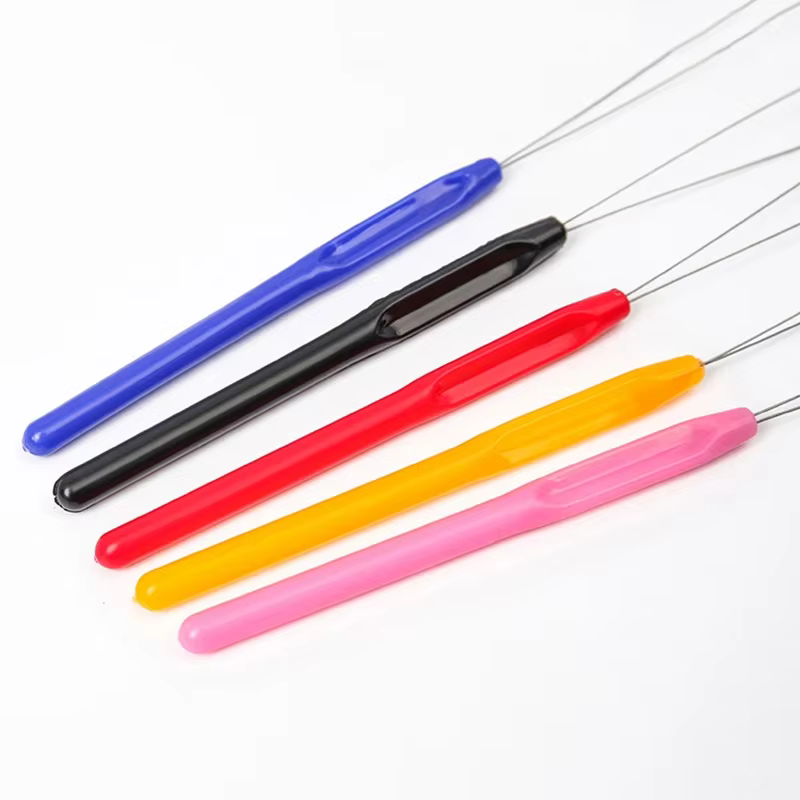 1 pièces poignée en plastique Extension de cheveux touffetage enfileur perle perruque Crochet outil fournitures aiguille perceur, fil de plomb, perruque Crochet