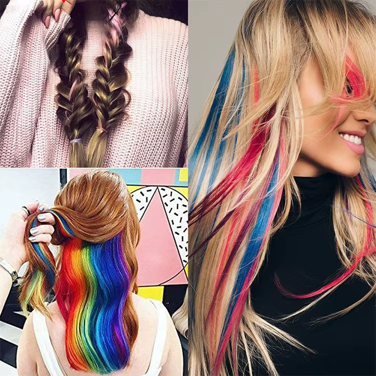 Extensions de cheveux colorées à clipser pour femme, pour usage quotidien