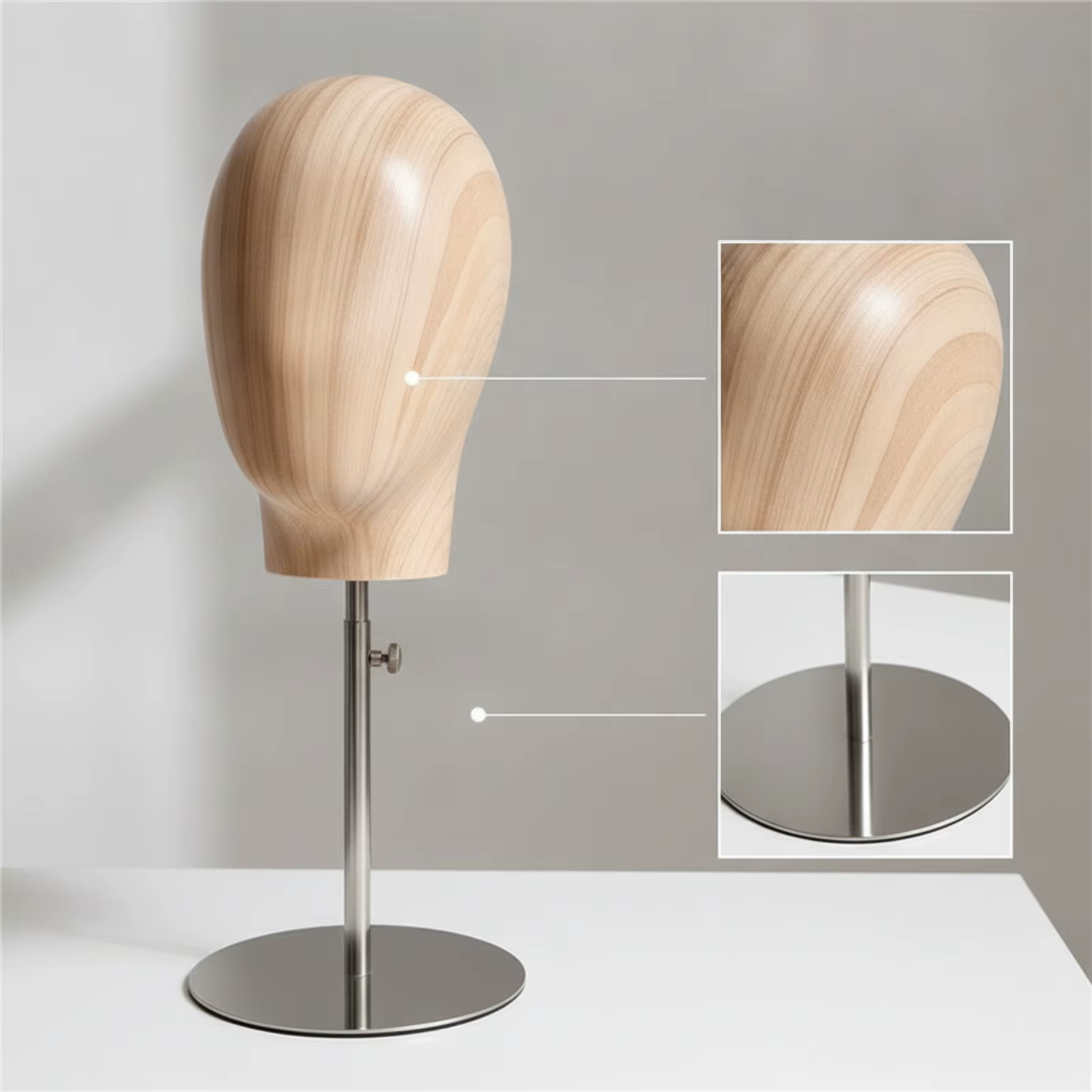 Tête de mannequin avec support stable