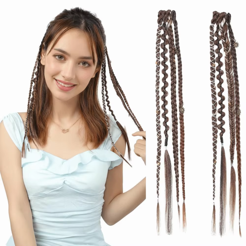 Extensions de cheveux synthétiques tressées à clipser Bohemia