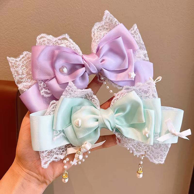 Pinces à cheveux avec nœud pour fille Lolita