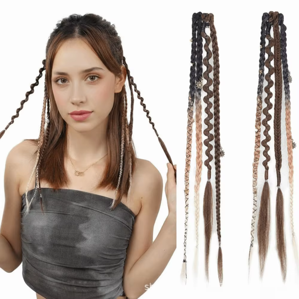 Extensions de cheveux synthétiques tressées à clipser Bohemia