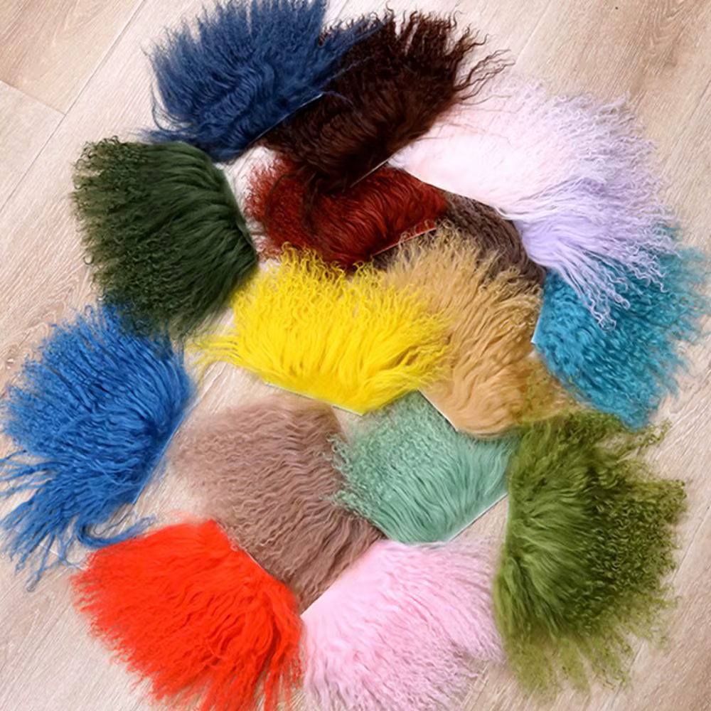 Mignon mongolie fourrure peau de mouton laine Extensions bouclés Texture rangée de cheveux