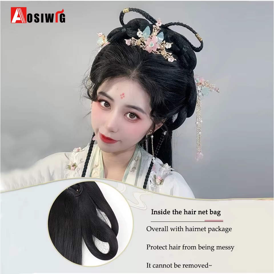 Hanfu synthétique Style ancien bandeau tresse intégré