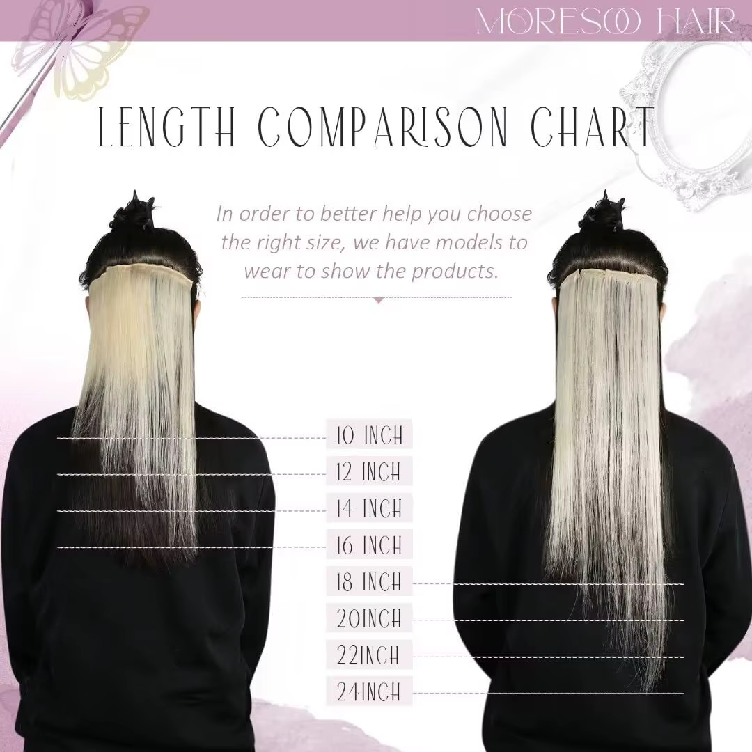 Extensions de cheveux humains à bandes adhésives Moresoo #