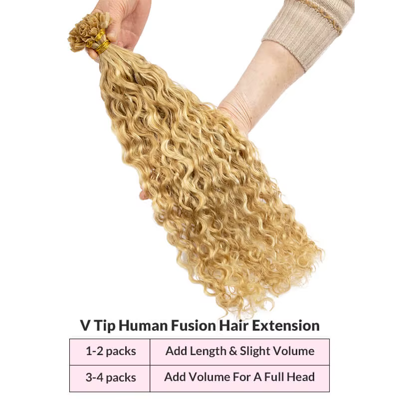 Extensions de cheveux humains à pointe en V