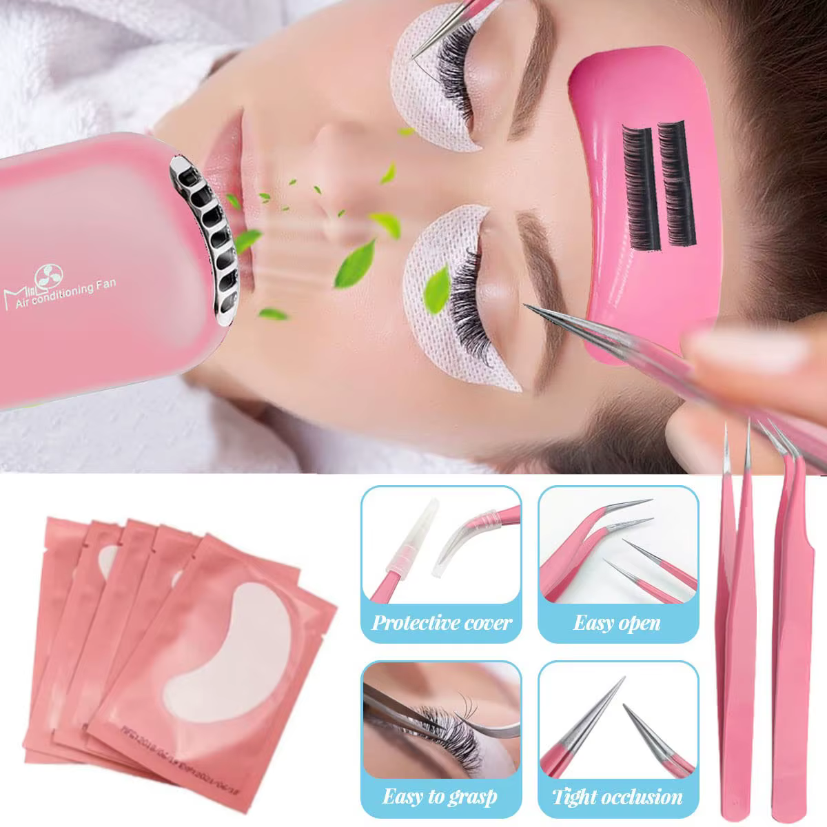 Kit complet d'extensions de cils de 276 pièces : Tête de mannequin professionnelle pour la formation des débutants