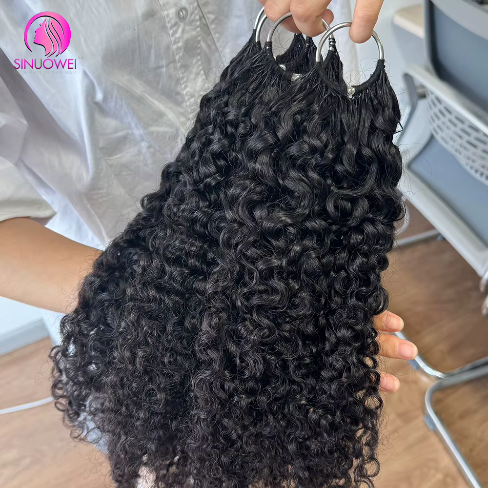 Extensions de cheveux bouclés en plumes birmanes couleur noir naturel 12A
