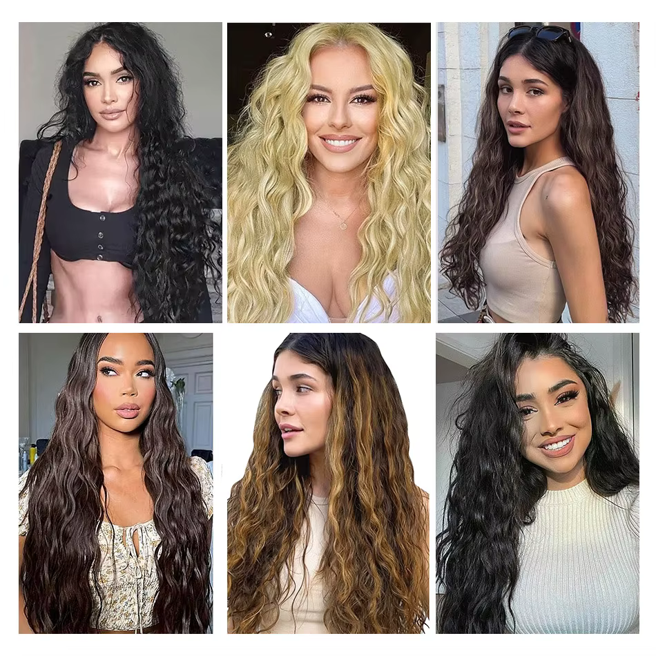 Extensions de cheveux synthétiques bouclés à clipser pour femmes et filles
