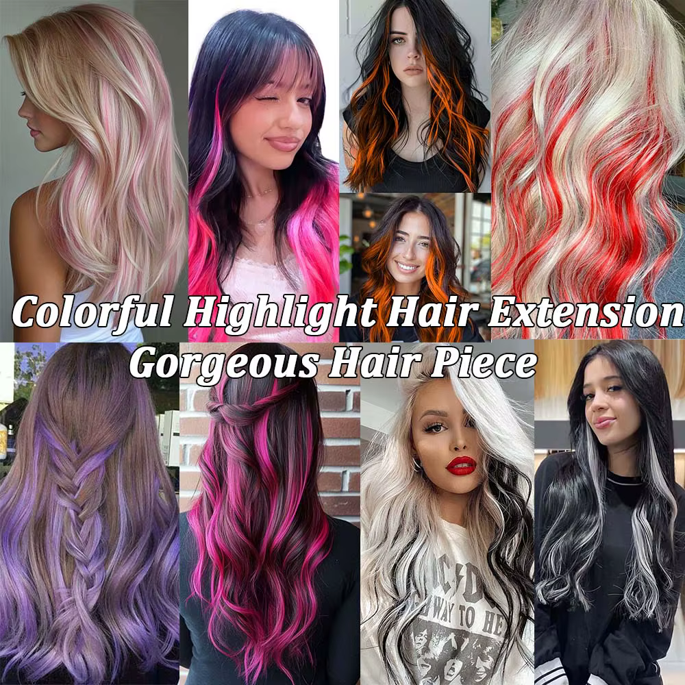 Extensions capillaires synthétiques colorées à clipser