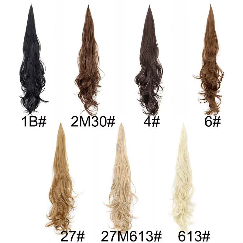 WIGSIN synthétique 32 pouces longue vague bouclée queue de cheval Extension de cheveux Flexible enrouler autour de faux postiche pour les femmes