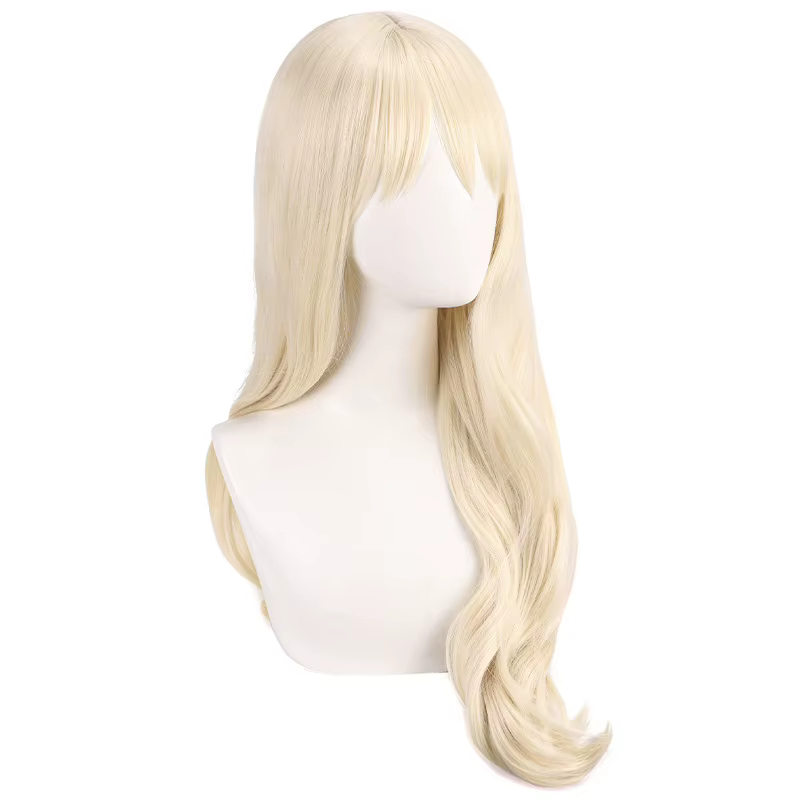 Perruque synthétique longue blonde ondulée pour filles