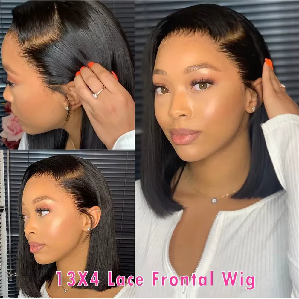 Perruques Lace Frontal Bob en Cheveux Humains Vierges Bruts 100% Naturels