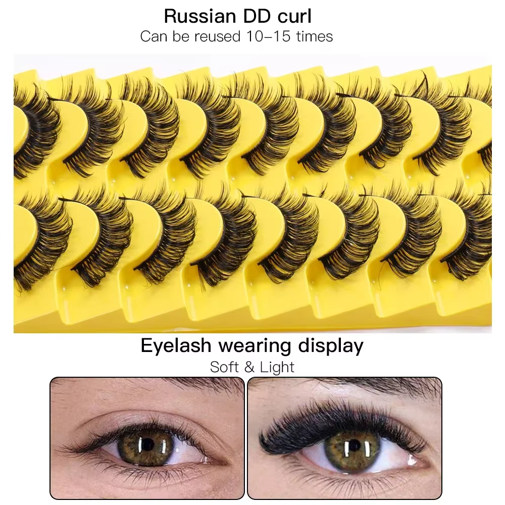10 paires de cils bande de Volume russe