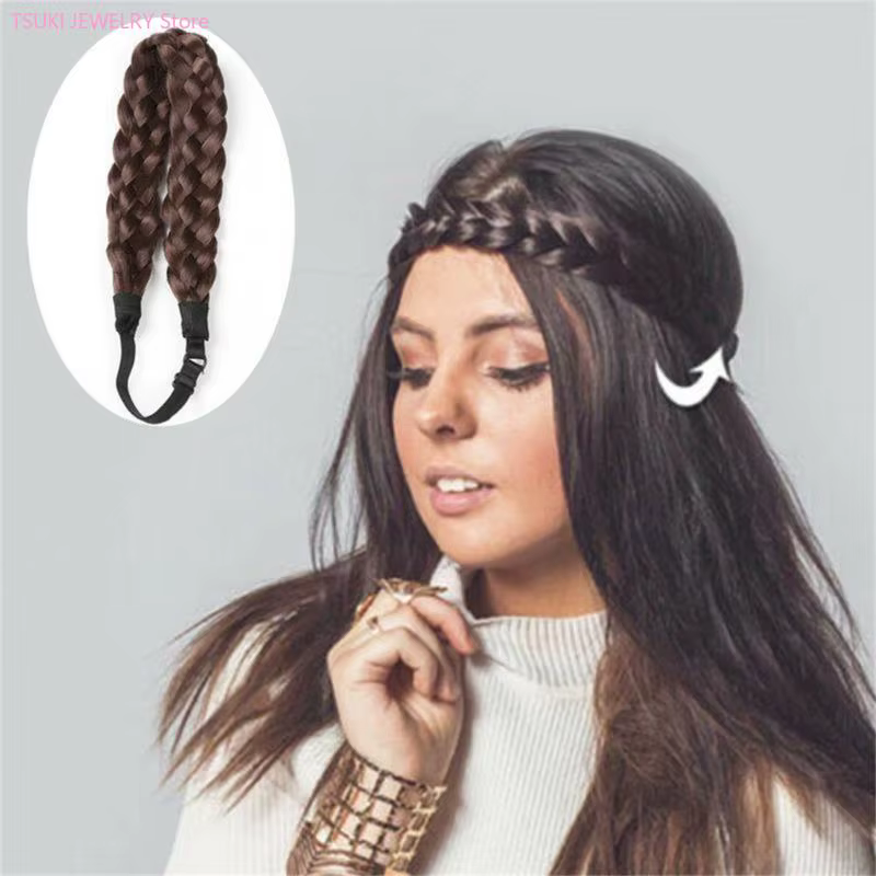 62KE – bijoux cheveux pour femmes, bohème, bandeau frontal tressé synthétique, décors