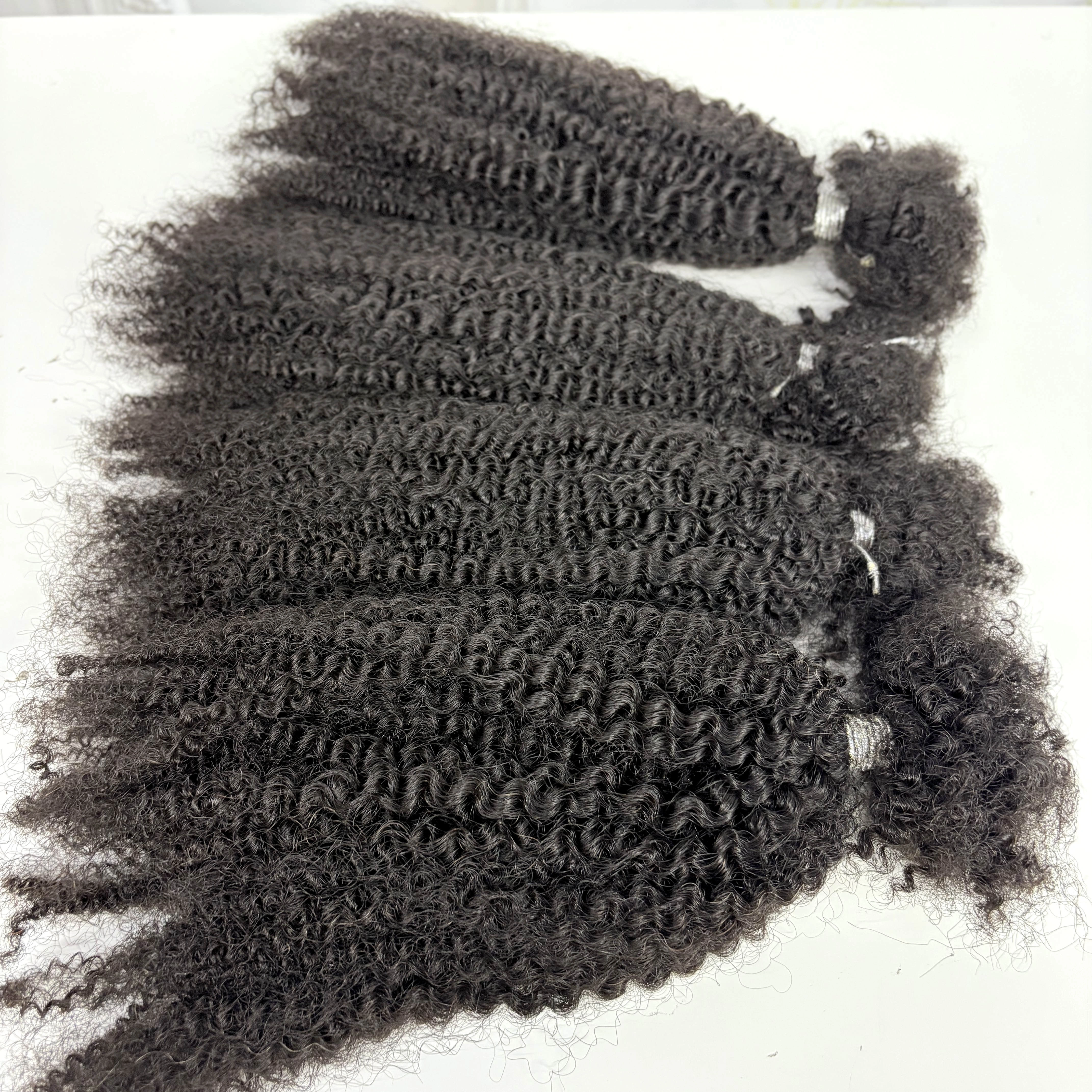 Extensions de cheveux humains bouclés afro crépus en vrac sans trame 30g/paquet 16 pouces pour micro-locks/permanentes/torsades/tresses/réparation de locks