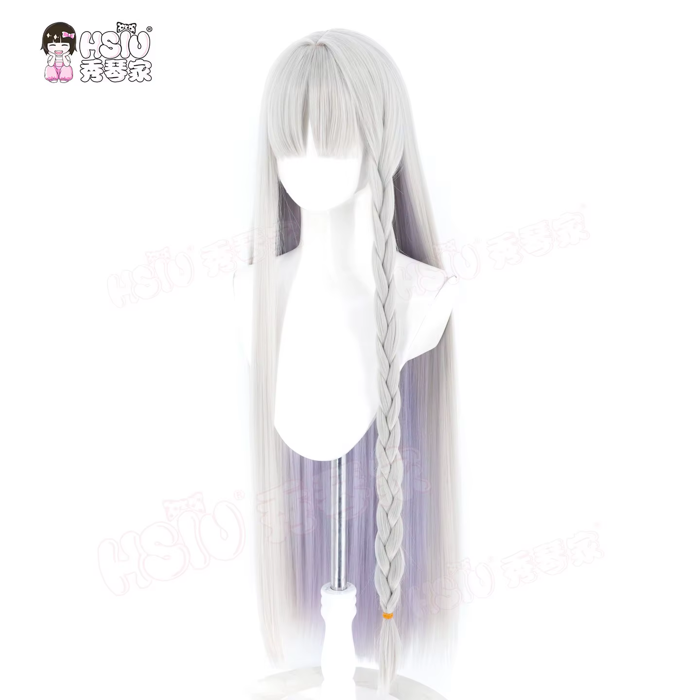 Perruque de cosplay synthétique en fibre Francesca Prelati HSIU, longue, gris argenté mélangé violet taro, pour le jeu Fate/strange