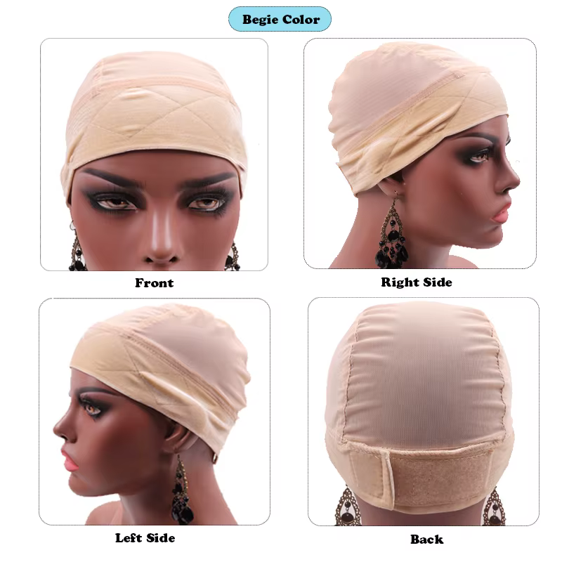 Bonnet de perruque en maille marron avec écharpe en velours