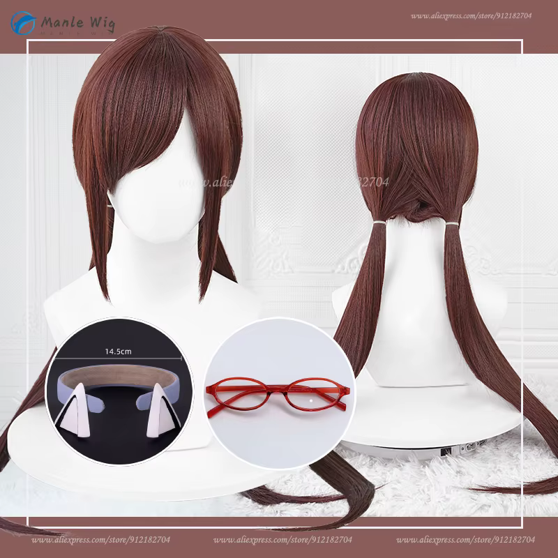 Perruque Cosplay OligMario Makinami avec Bonnet