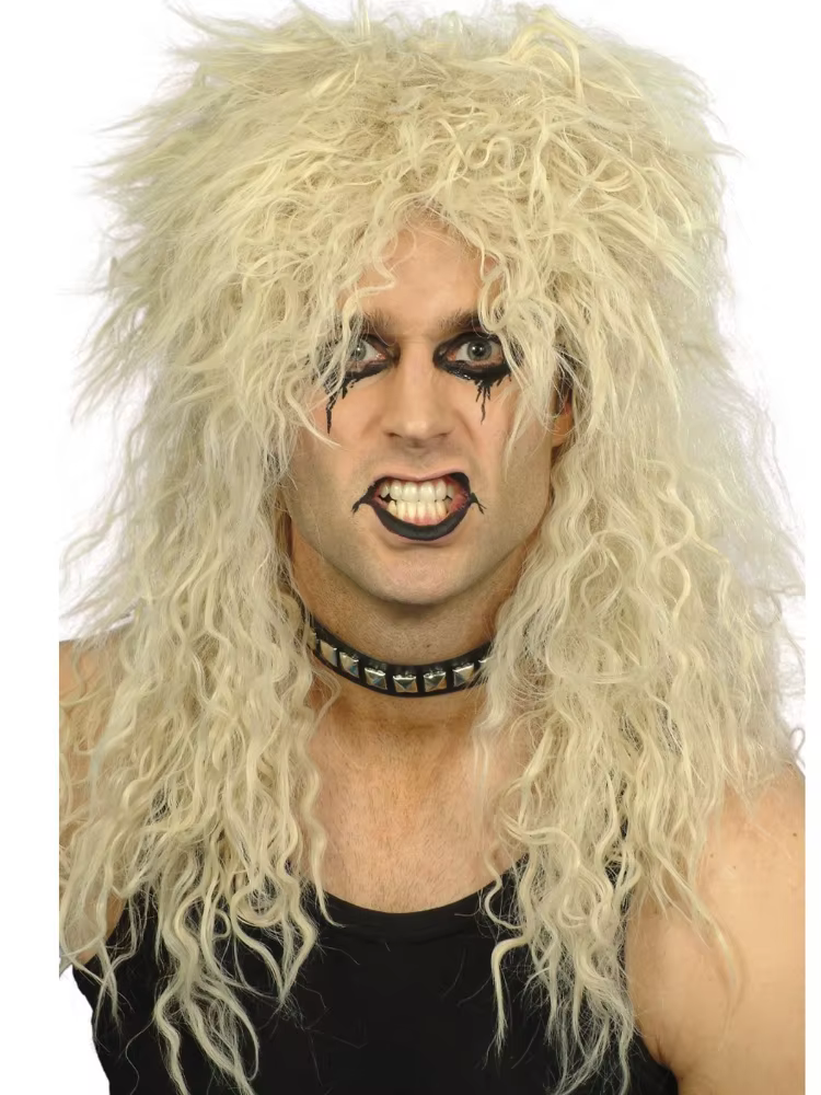 Perruque Rockstar blonde Punk pour hommes, perruque longue et moelleuse pour fête d'halloween, perruque synthétique de mulet, accessoires de Cosplay Rock, années 70 et 80