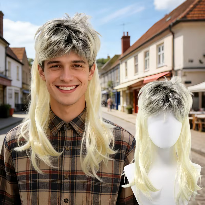 Perruque synthétique blonde style mulet