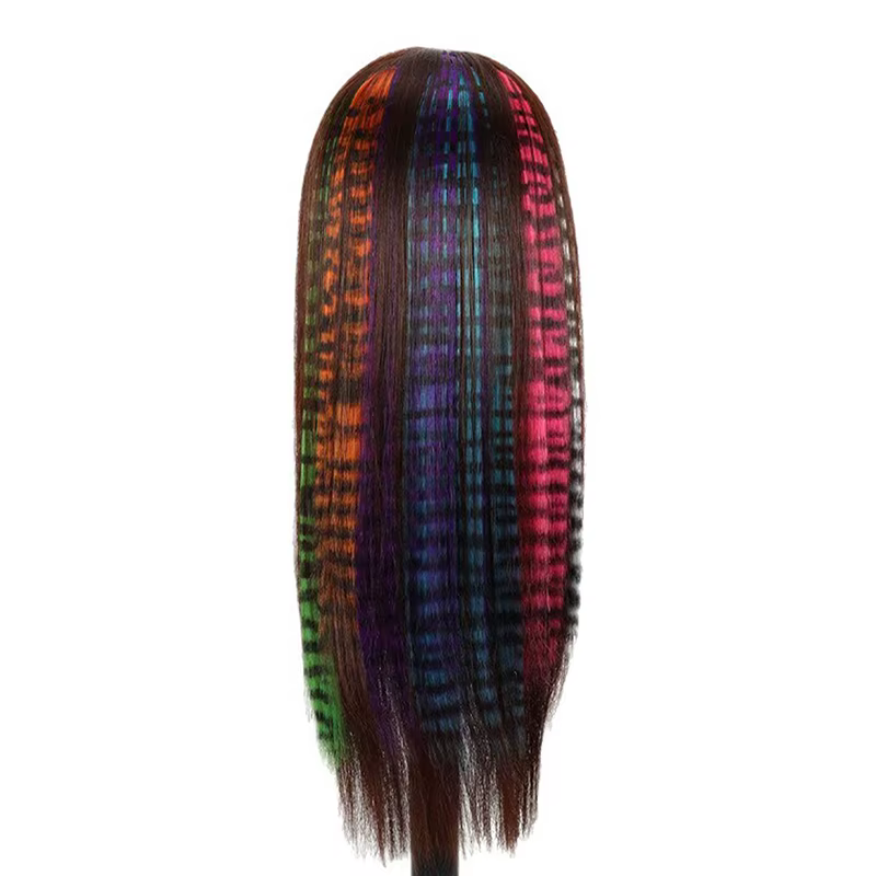 Extension de cheveux raides à imprimé léopard – Postiche à l'arrage multicolore avec clip sécurisé pour la mode des filles et le style quotidien