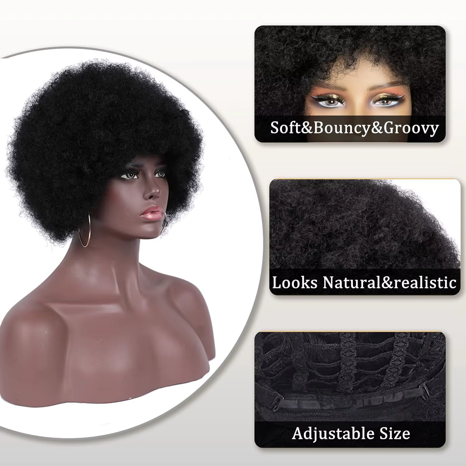 Perruque synthétique Afro bouclée et crépue pour femmes