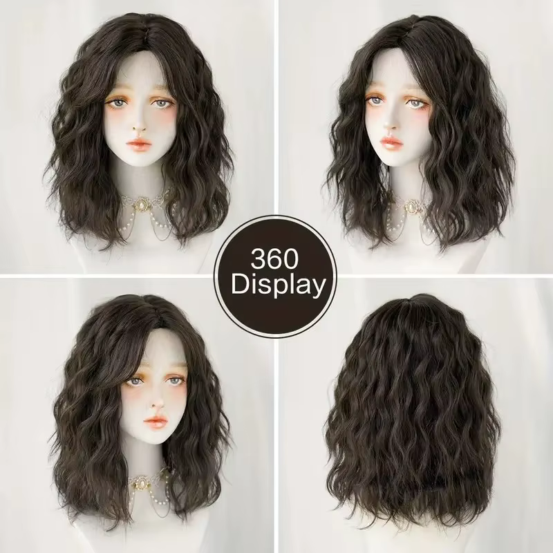 1 perruque synthétique bouclée ondulée mi-longue pour femme