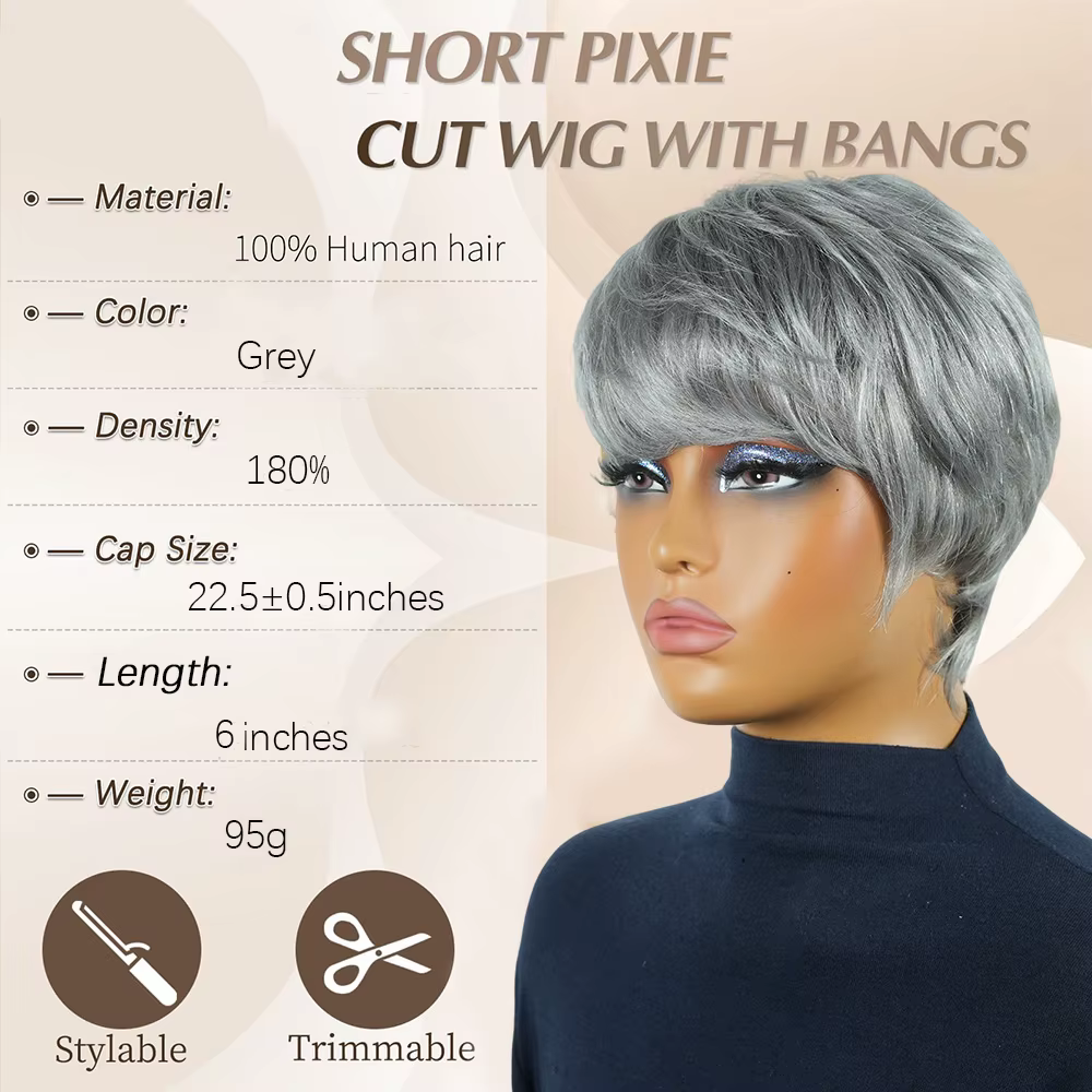 Perruque pour homme, coupe pixie