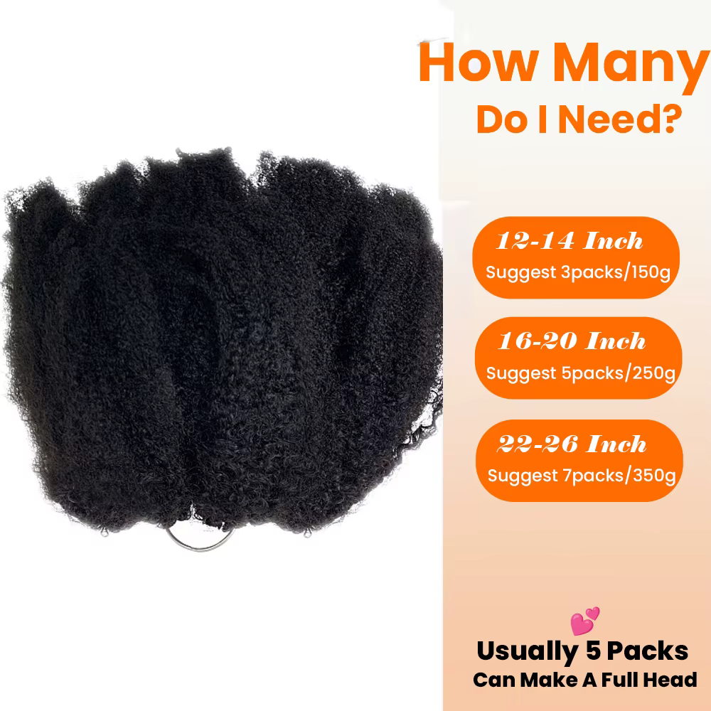 7 paquets de 350g d'extensions de cheveux bouclés afro au crochet