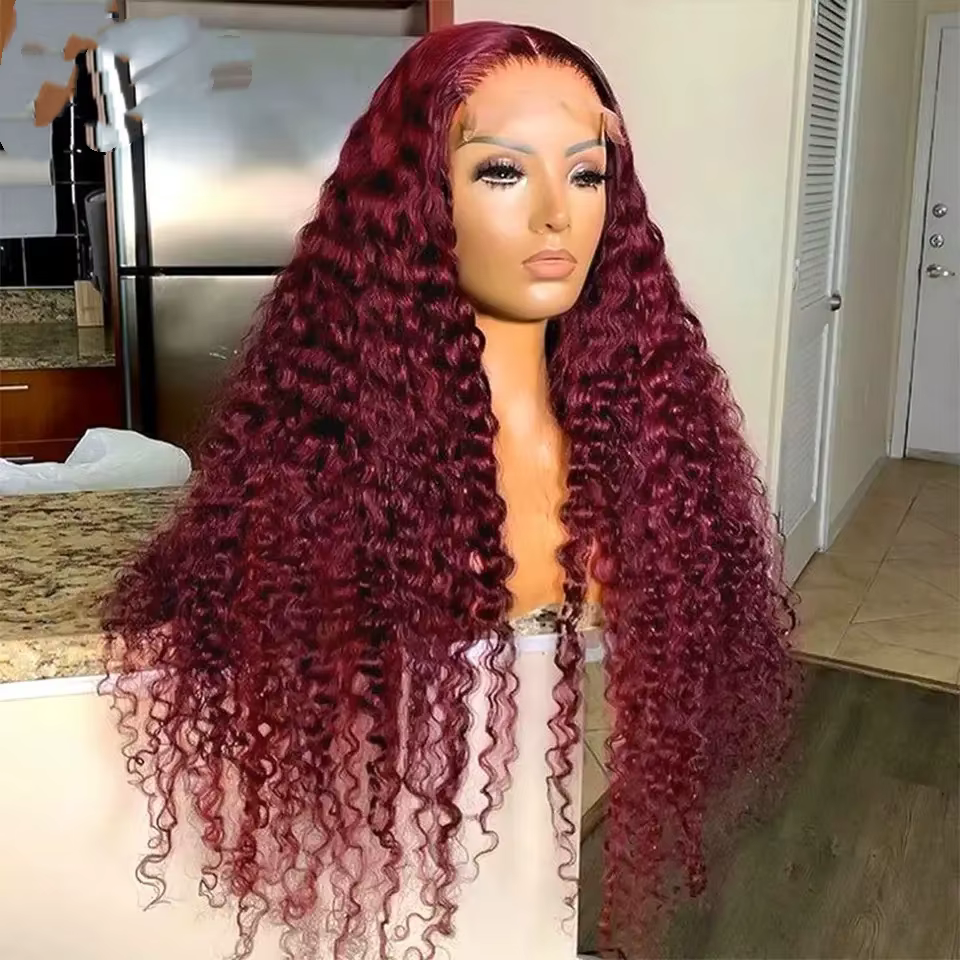 Perruques synthétiques Deep Wave pour femmes noires