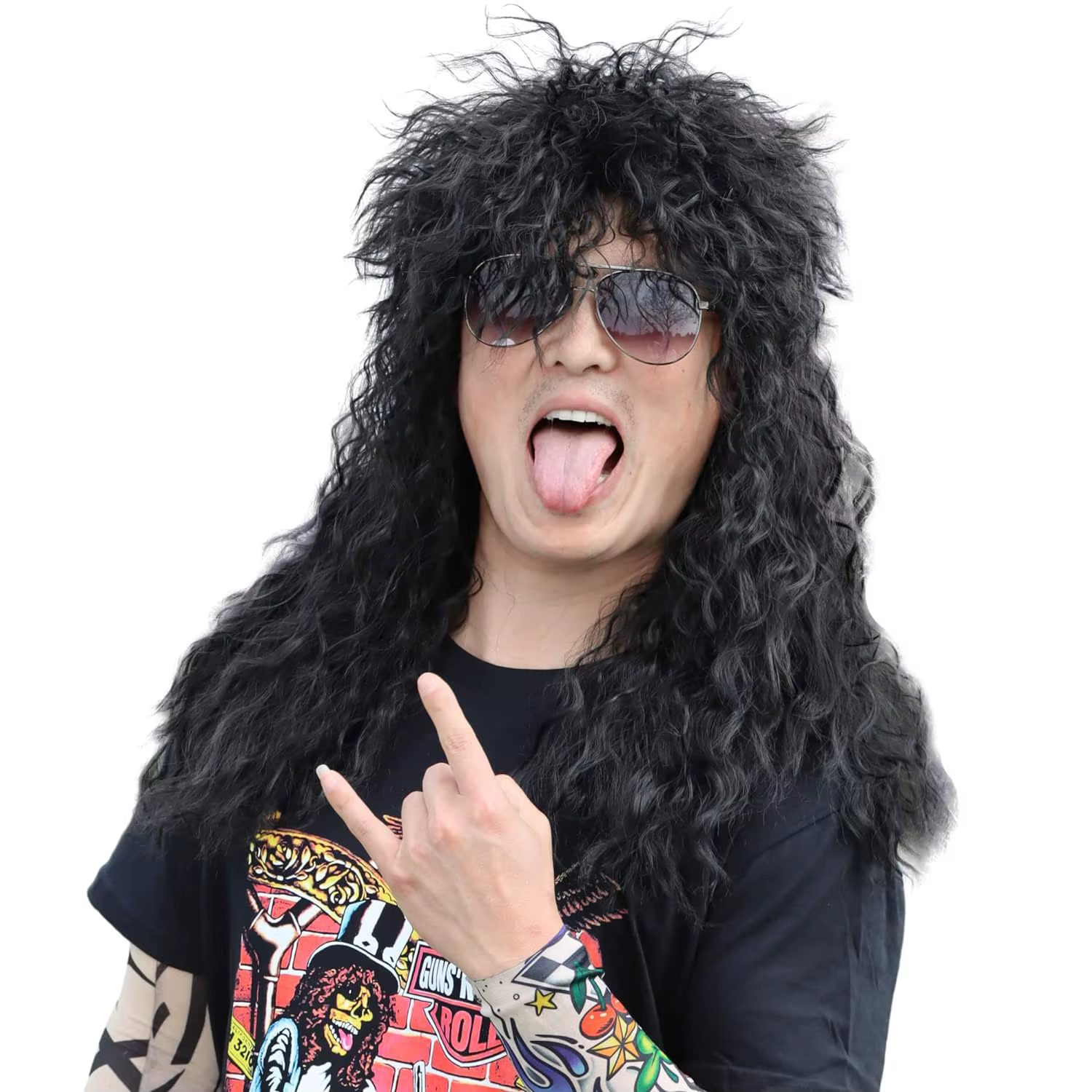 Perruque synthétique pour homme style Glam Rock Punk des années 70 et 80