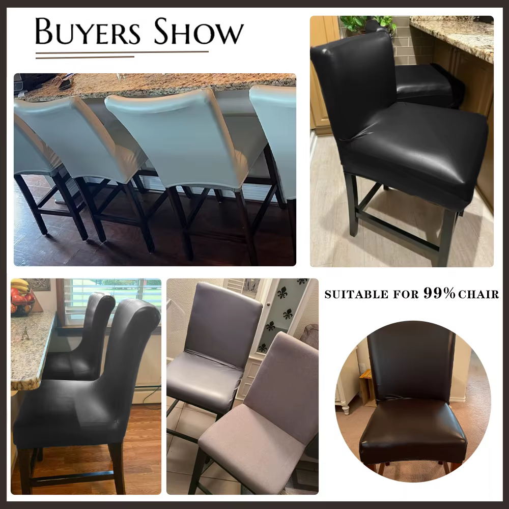 Housse de chaise de tabouret de Bar en cuir Pu, imperméable, extensible, à dossier court, pour salle à manger, protection de chaise, pour Banquet, hôtel, Bar