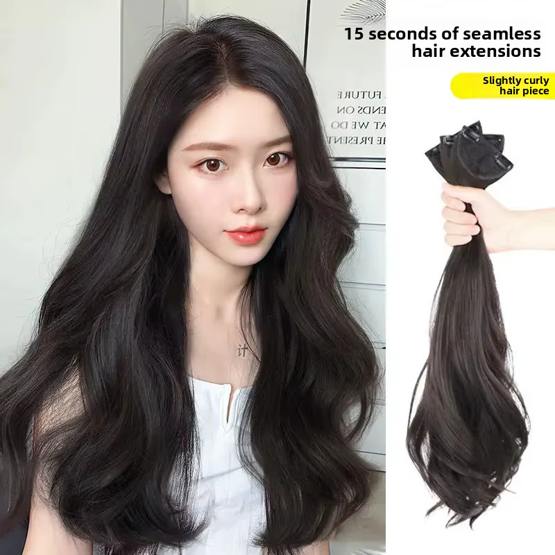 Extensions de perruque trois pièces cheveux longs et raides réalistes pour femmes