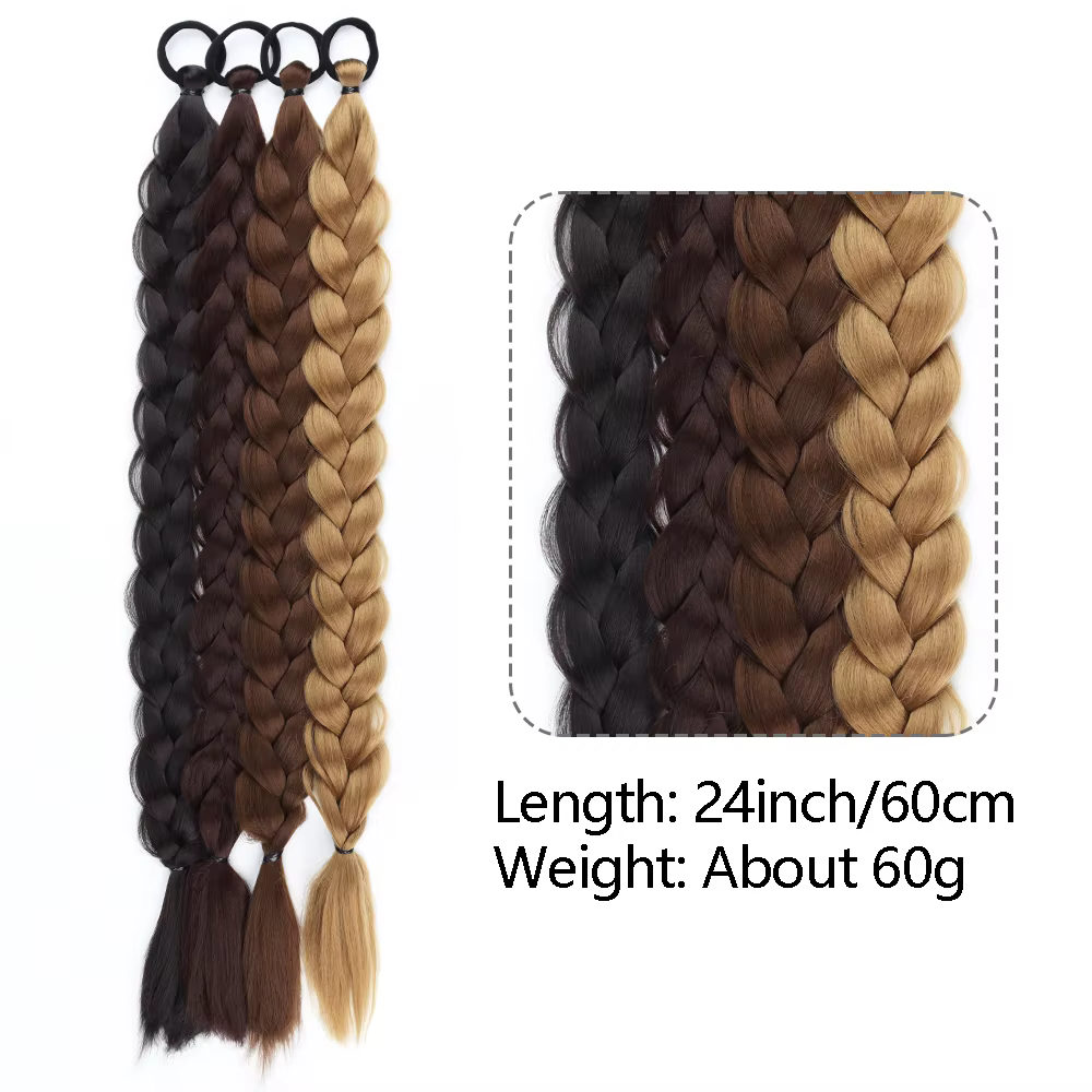 Extensions de queue de cheval tressées synthétiques postiche Blonde longue