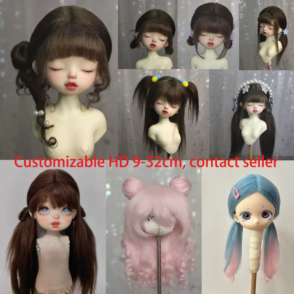 Perruque pour poupée BJD 1/8 1/6 1/4 1/3 1/12, perruque colorée pour poupée SD Mini, perruque de princesse OB11, perruque en cheveux artificiels, personnalisable