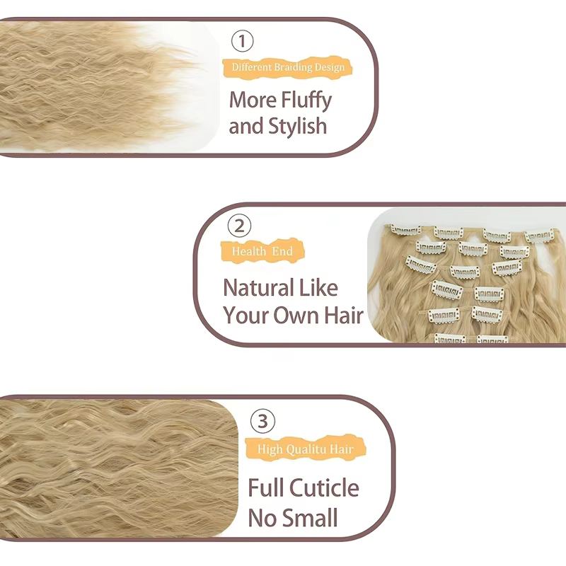 Extensions de cheveux longs bouclés naturels noirs de 24 pouces