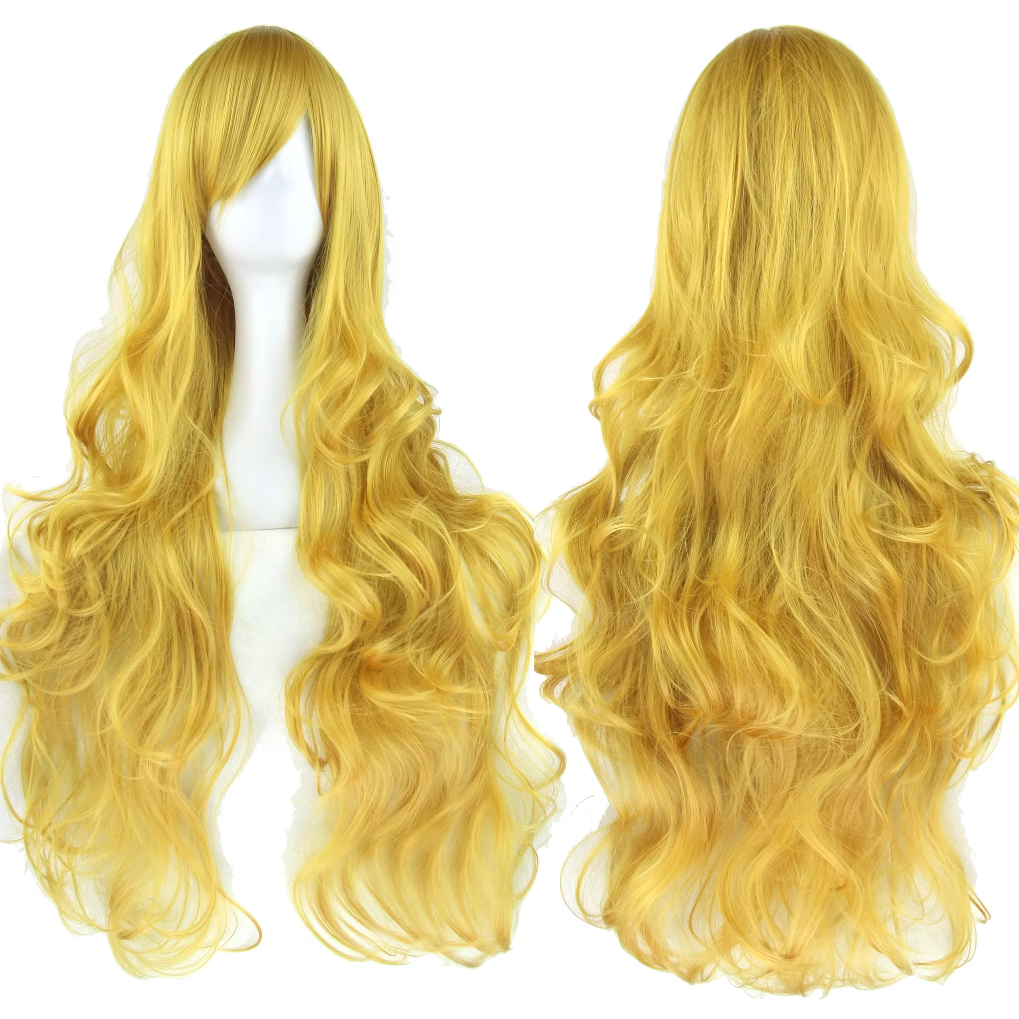 Soowee cheveux synthétiques longs bouclés perruque verte postiche rose noir fête