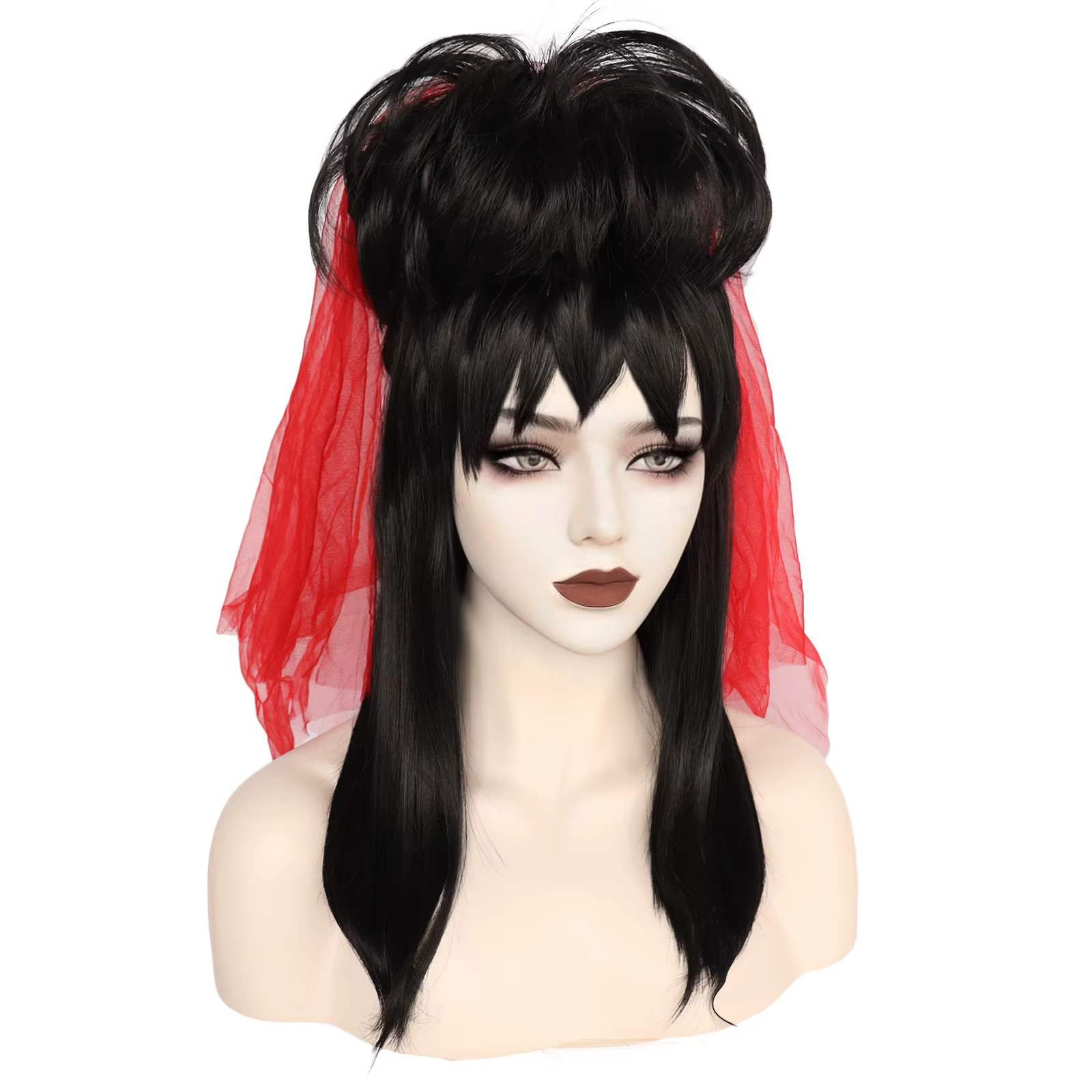 Perruque Lydia Deetz pour cosplay avec voile