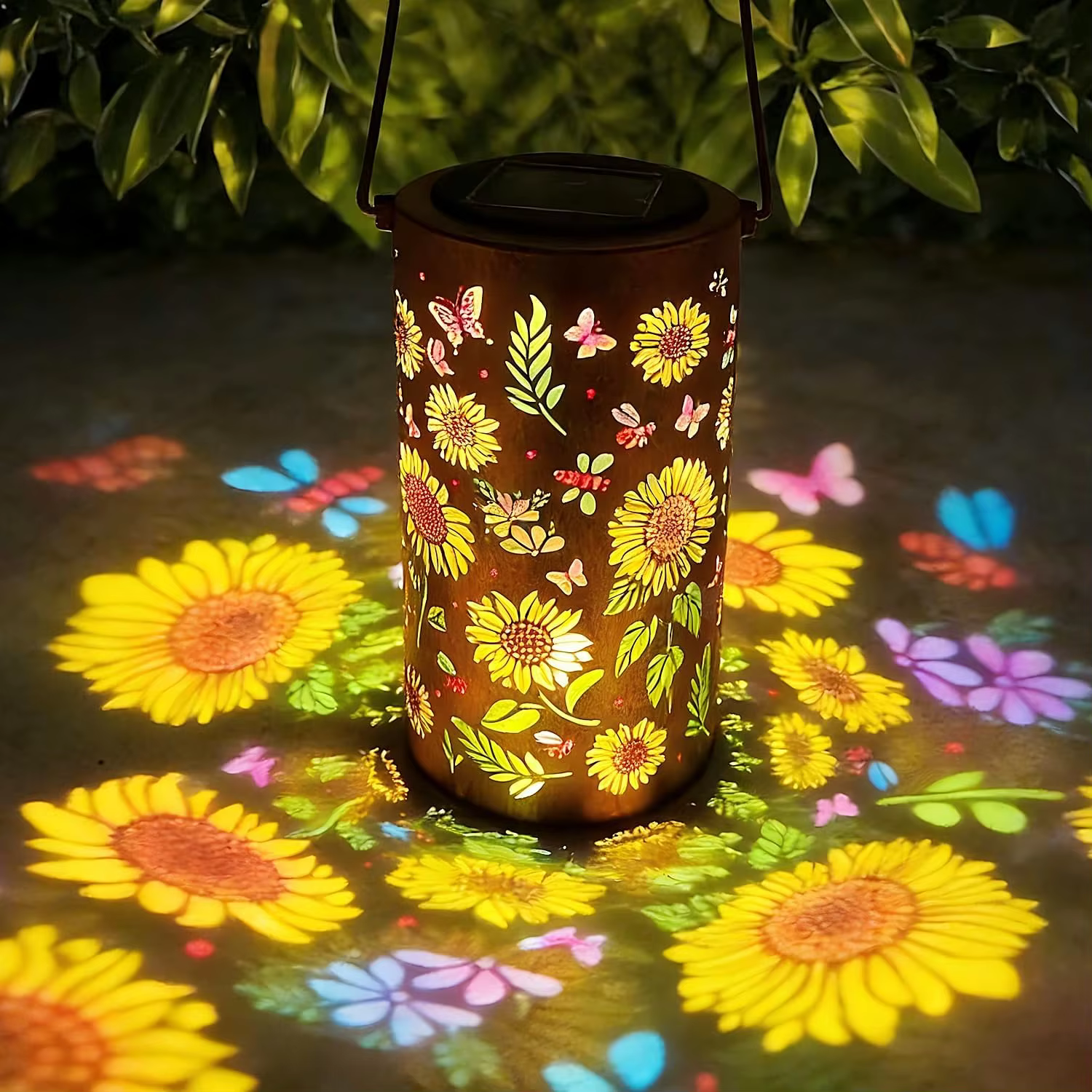 Lampes solaires colorées RGB en forme de tournesol, étanches, portables, pour l'extérieur, lampe de projection en forme de tournesol pour la décoration du jardin, de la véranda et de la pelouse