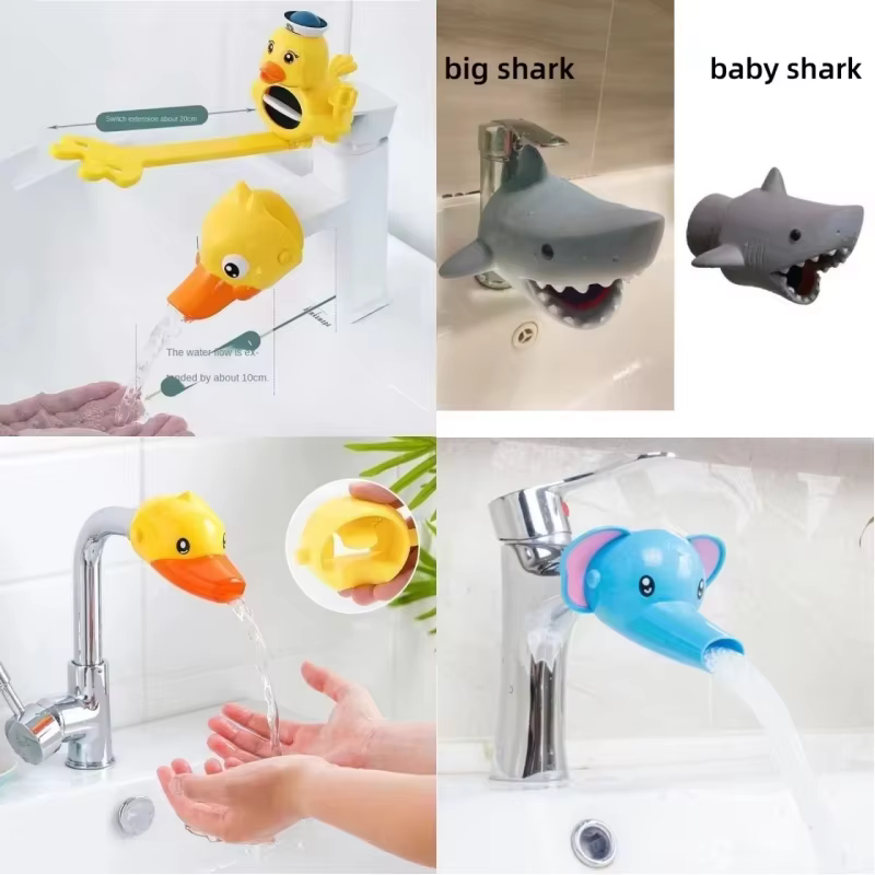 Extension de robinet Animal pour enfants, requin, canard jaune, éléphant, extension de robinet de lavabo, buse anti-éclaboussures, extension de jouet de douche